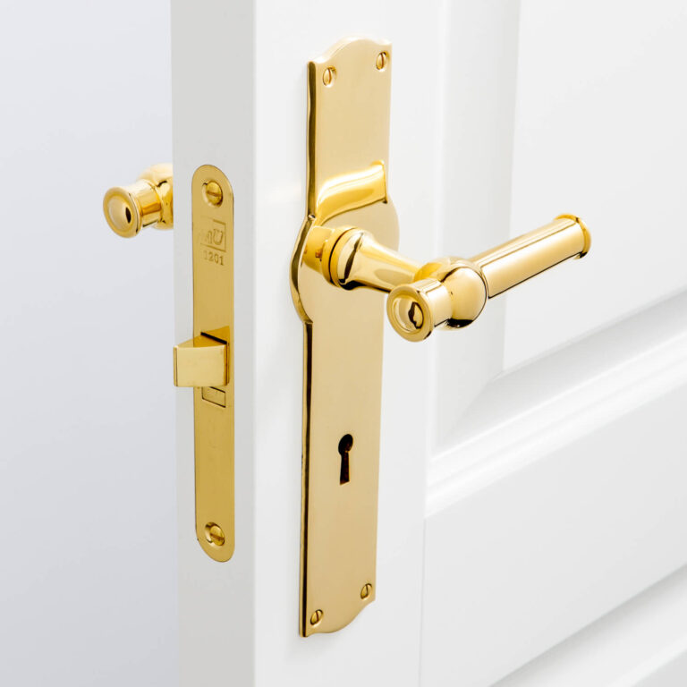 Door handle - brass - Almann - backplate